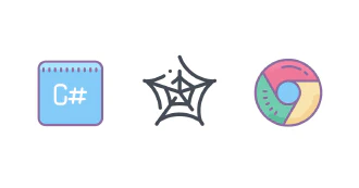 C#, web and Google Chrome logos
